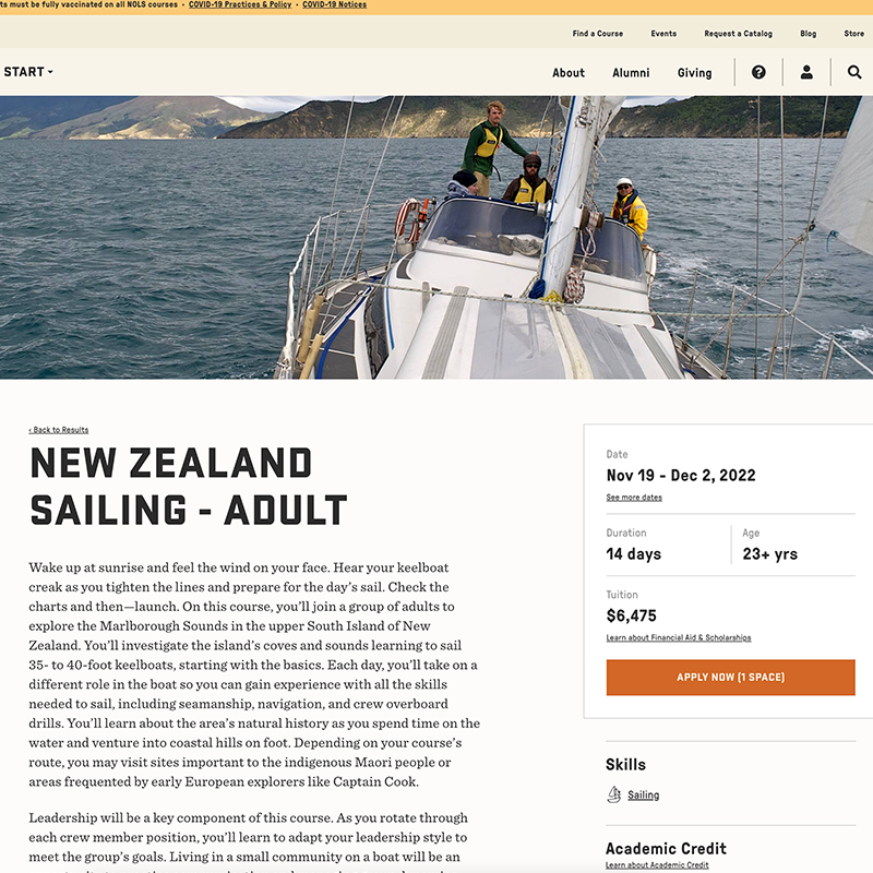 NOLS website screenshot